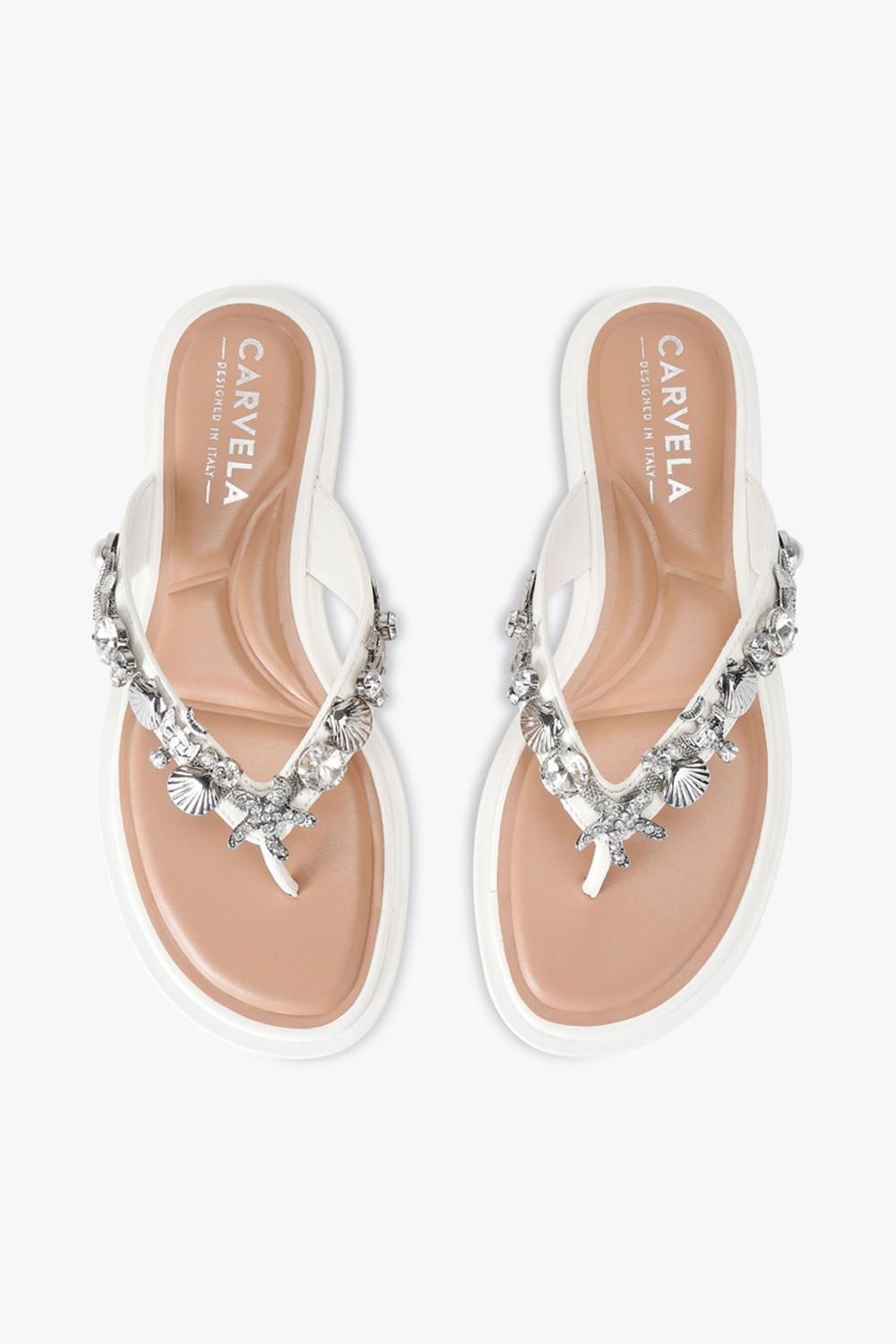 Carvela 'marina Flat Sandal' Sandals In White