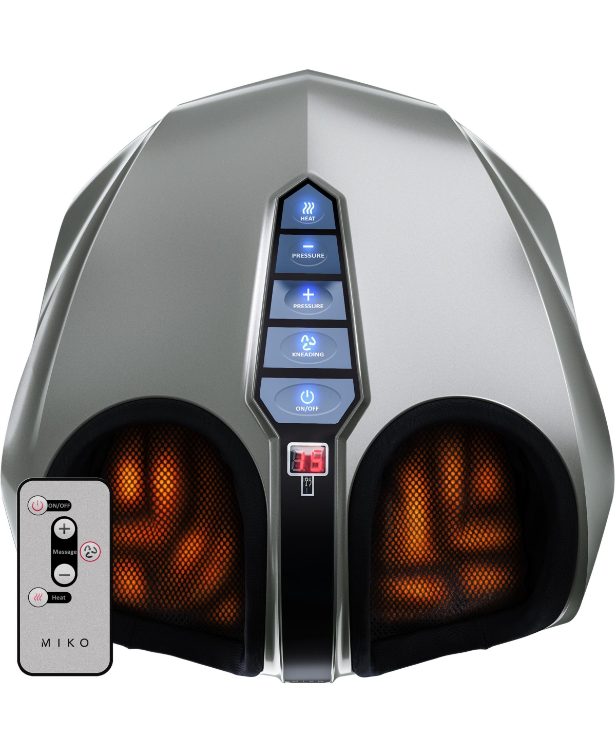 Shiatsu Foot Massager Machine with Kneading and Switchable Heat - Silver