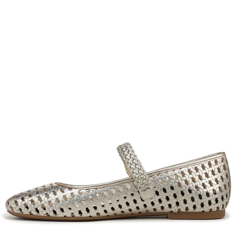 Women's Alameda Woven Mary Jane Flat Shoes (Gold Woven Silver Leather)