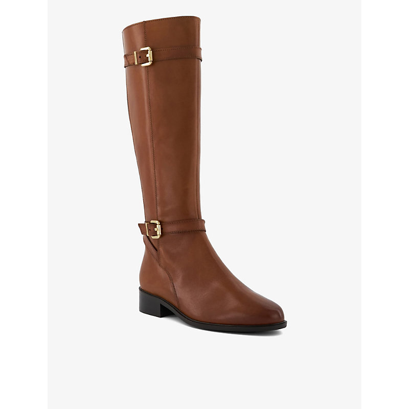 Womens Tan-leather Tepi Buckle-embellished Leather Knee-high Boots