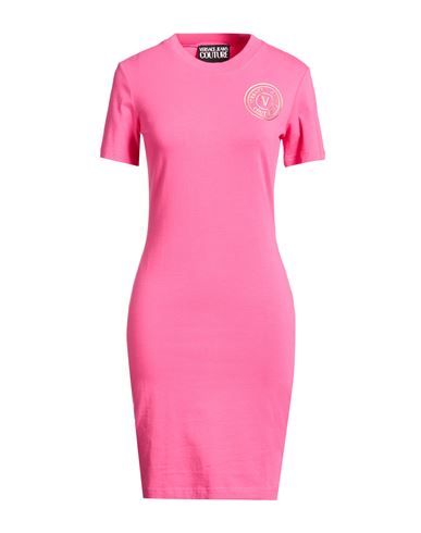Woman Mini dress Fuchsia Size M Cotton, Elastane