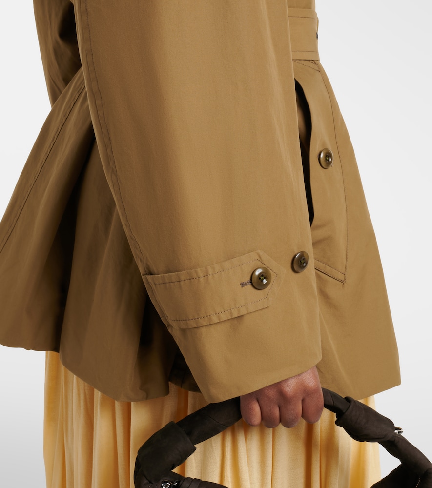 Oversized cotton cropped trench coat