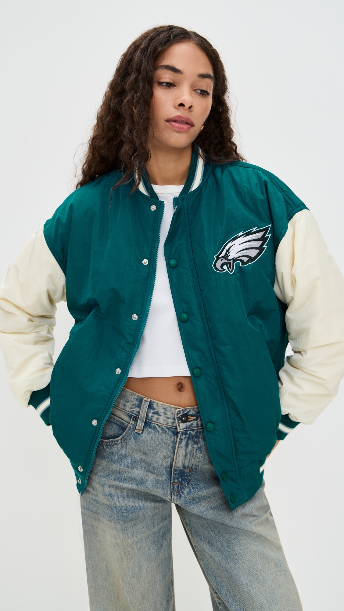 Eagles Colorblock Bomber Jacket Eagles Midnight Green/Sugar