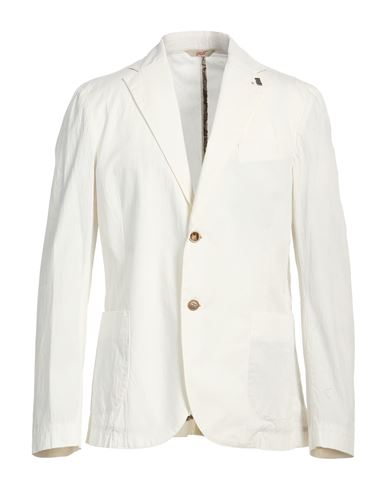 Man Blazer Off white Size 38 Cotton, Elastane