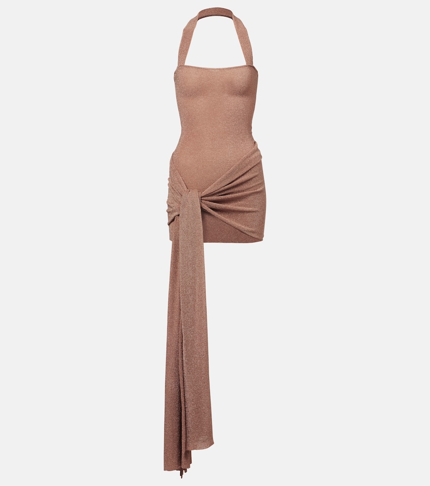 Draped lamé minidress