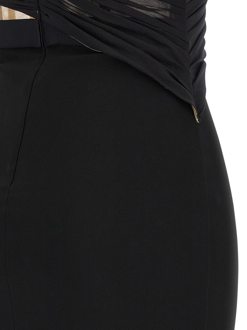 Corsetted Draped Maxi Dress