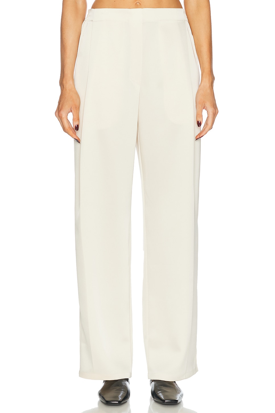 LESET Barb Pleated High Waist Pant in Creme - Cream.  XS also in L