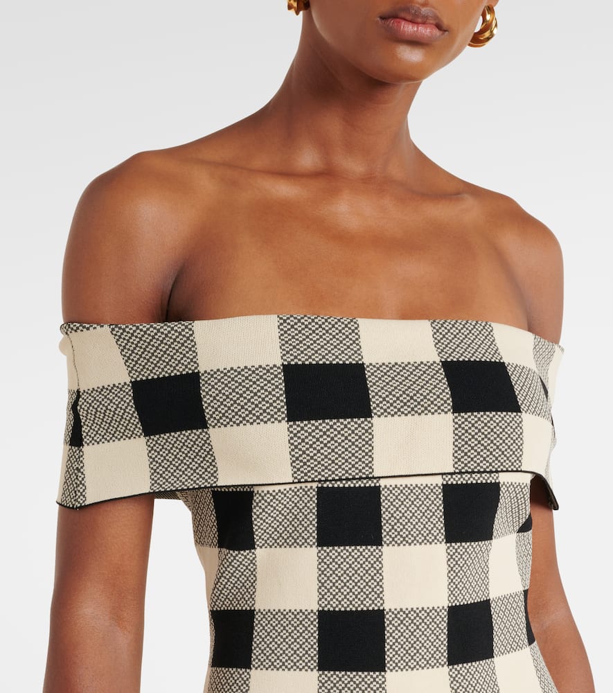 Pippa checked off-shoulder top
