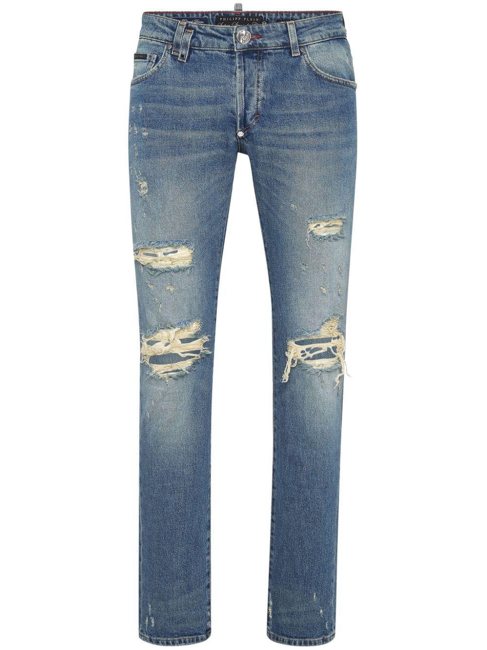 Ripped-detail skinny jeans - Blue