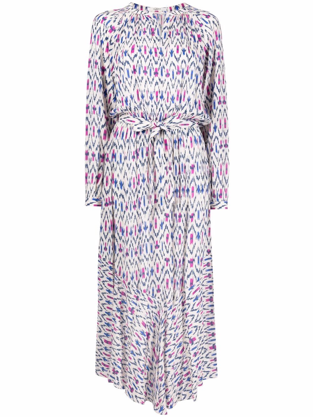 Graphic-print long-sleeve dress - Neutrals