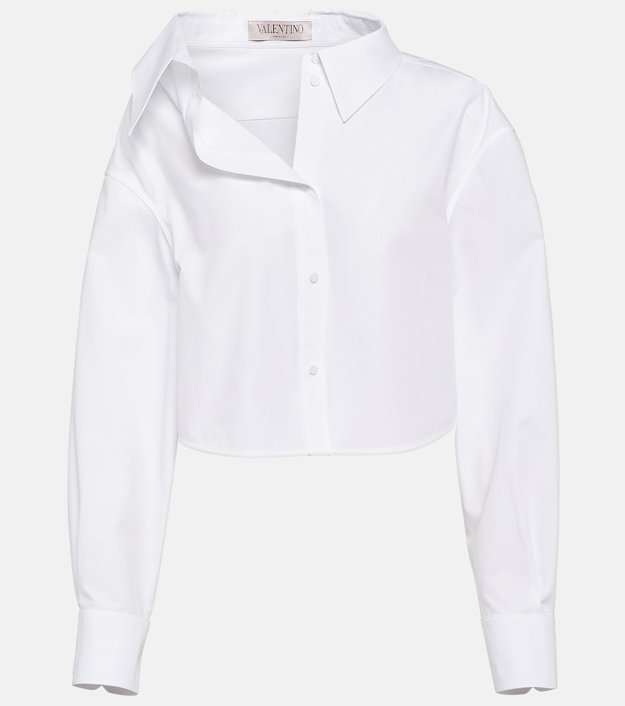 Asymmetric cropped cotton shirt