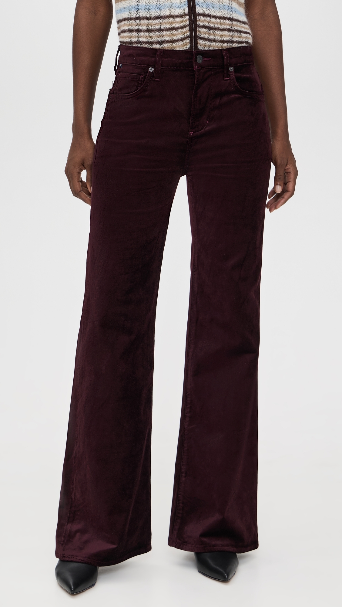 Kimberly Velvet 70's Flare Pants Burgundy