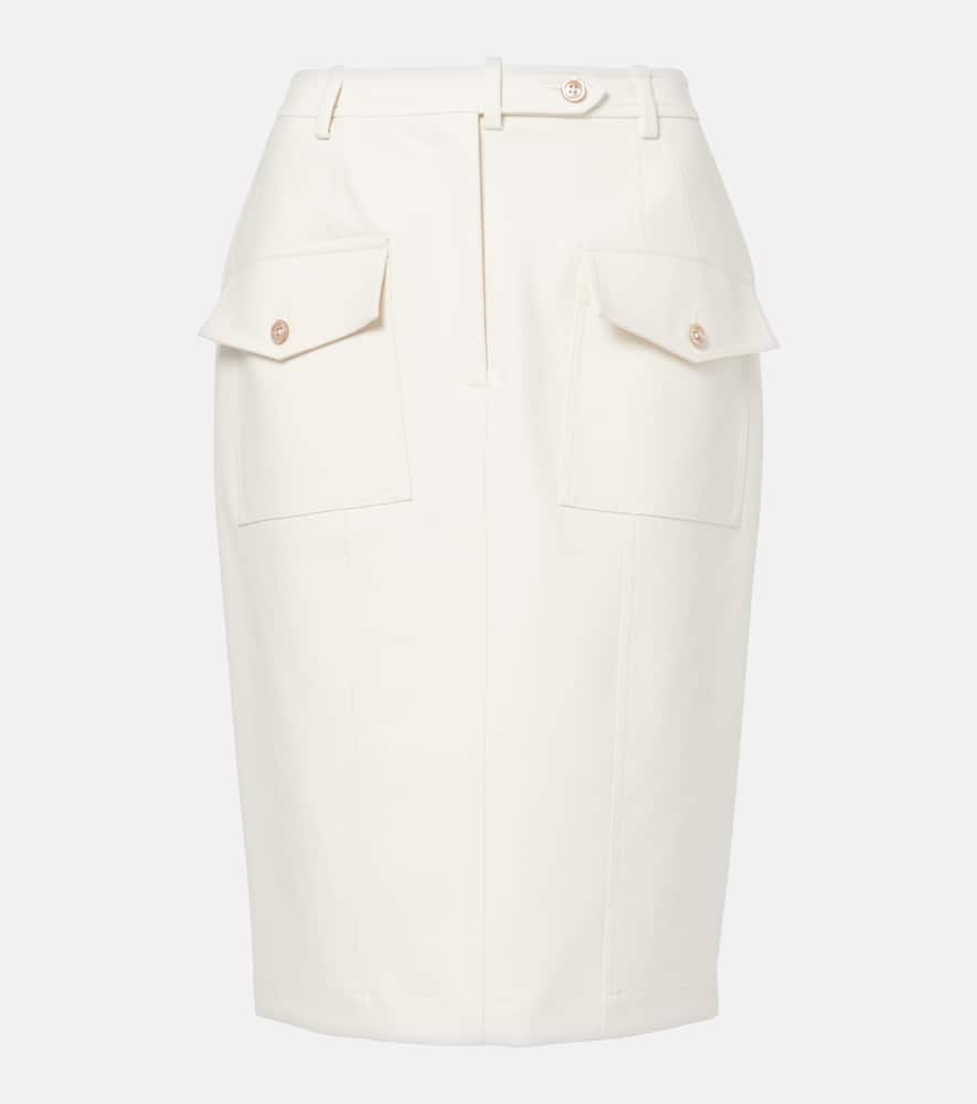 Cotton-blend midi skirt