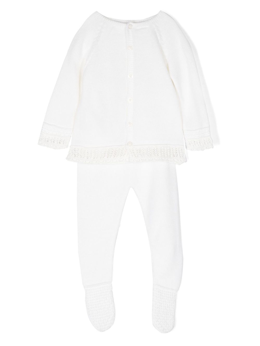 Wool-knit trouser set - White