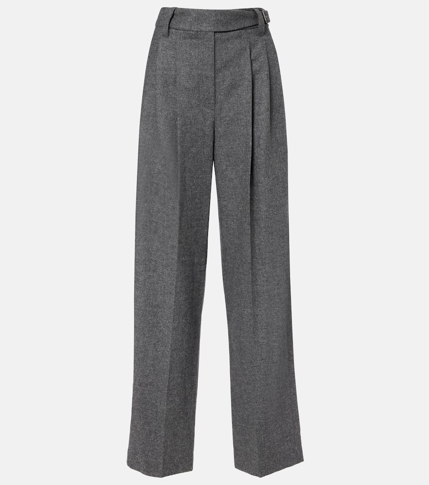 Pleated wool and cashmere wide-leg pants