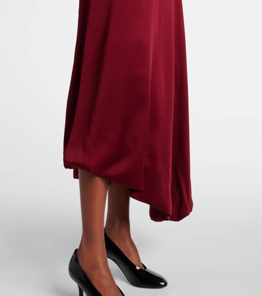 Cutout draped crêpe satin midi dress