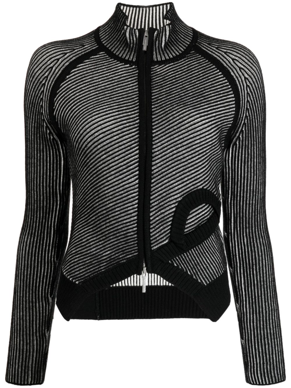 Zip-up two-tone bomber jacket - Black