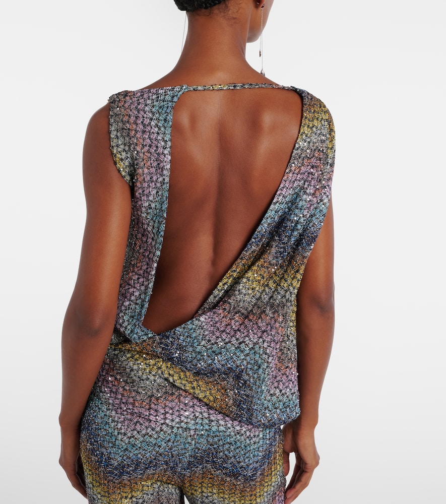 Sequined knitted lamé top