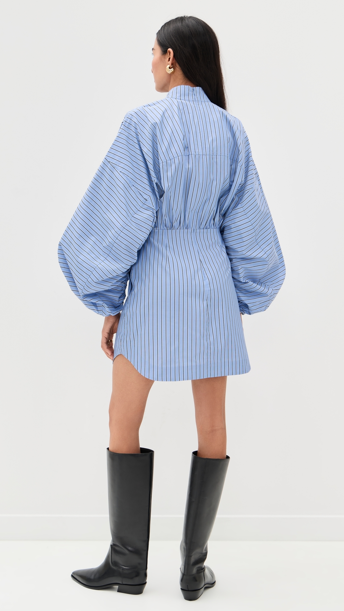 Drawstring Stripe Mini Dress Hydrangea Stripe