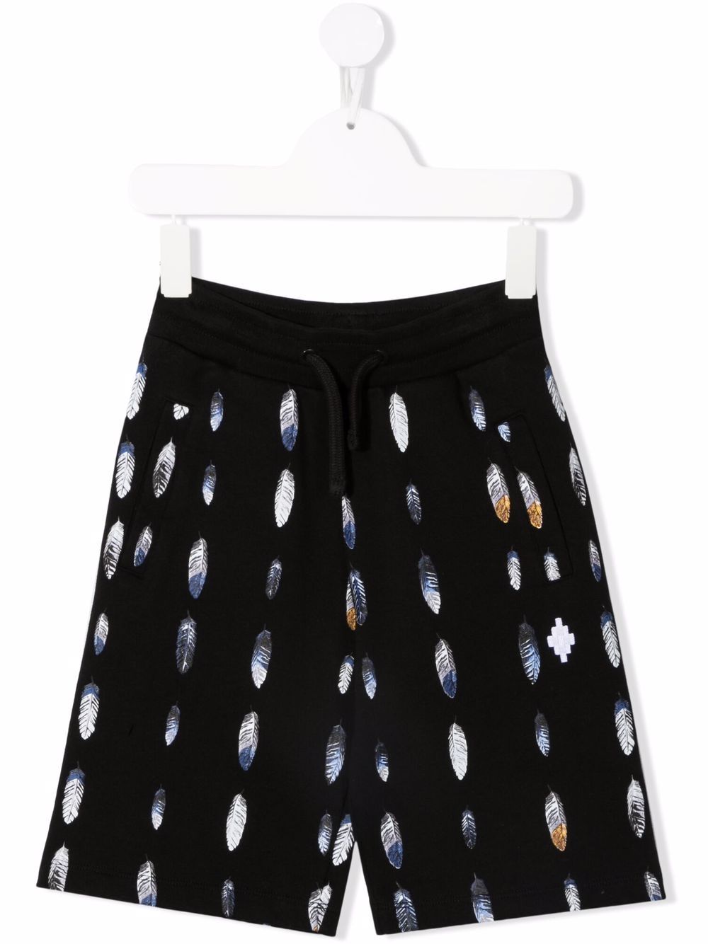 Feather-print cotton-blend track shorts - Black