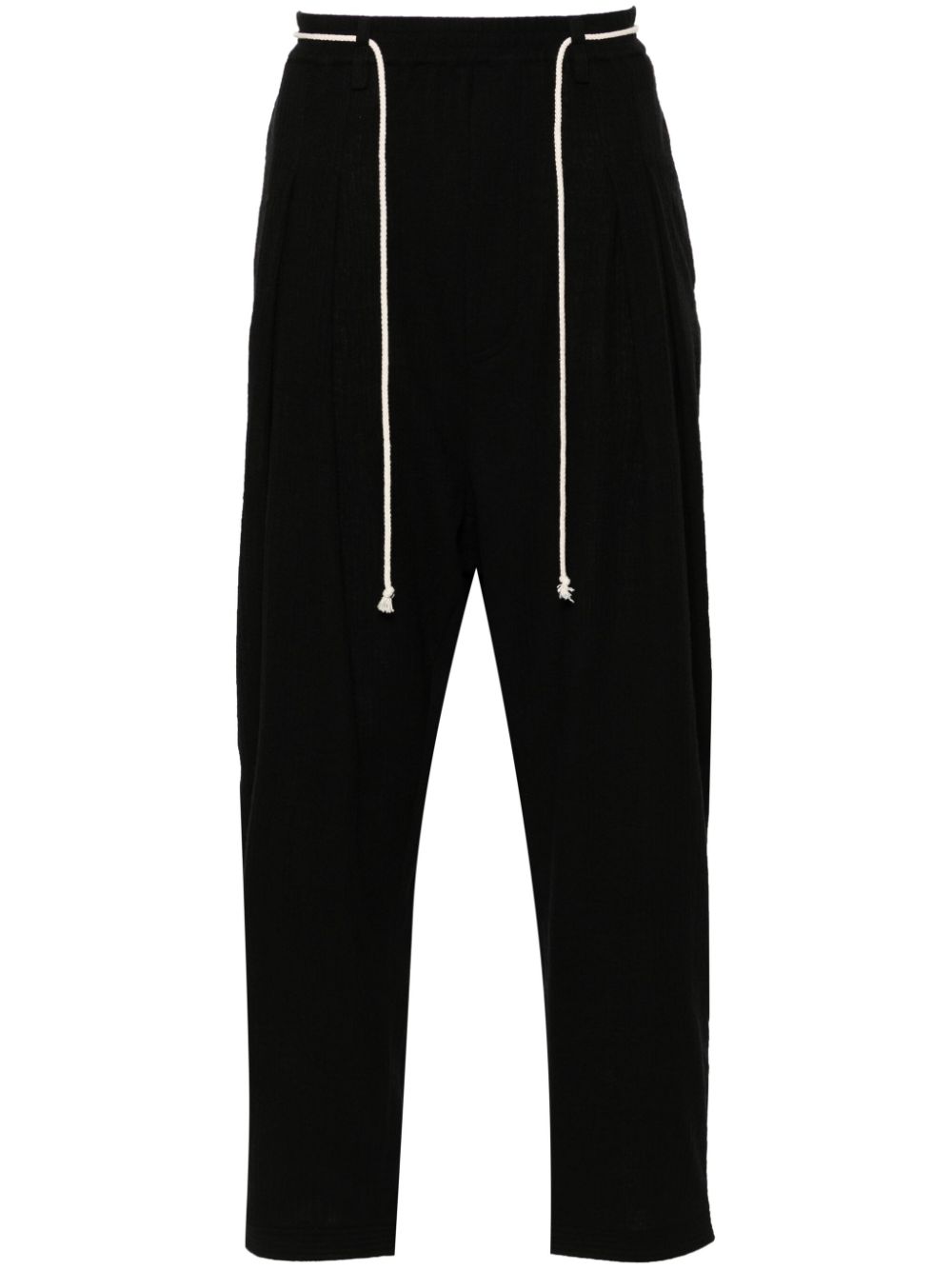 Pleated drawstring trousers - Black