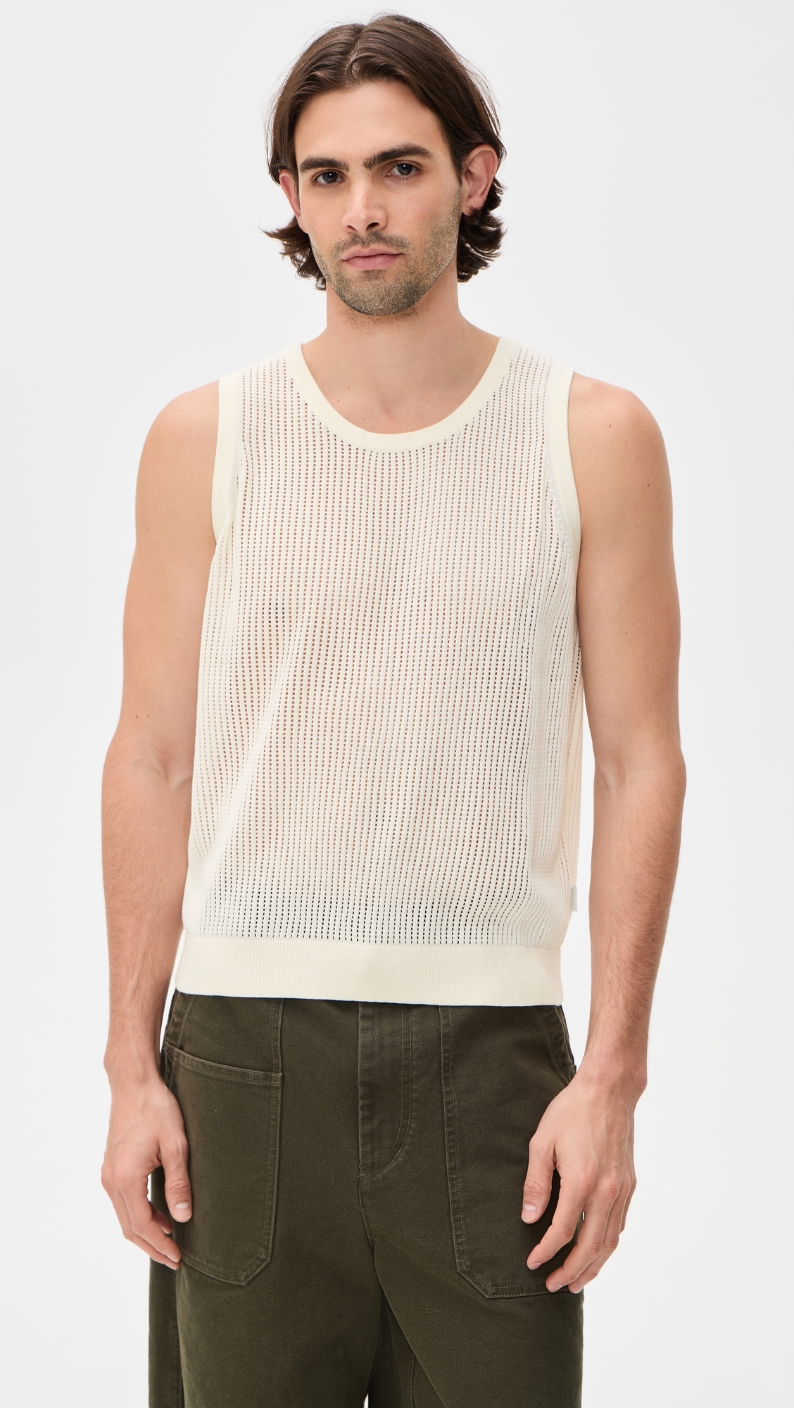 Knit Mesh Tank Top Sea Salt