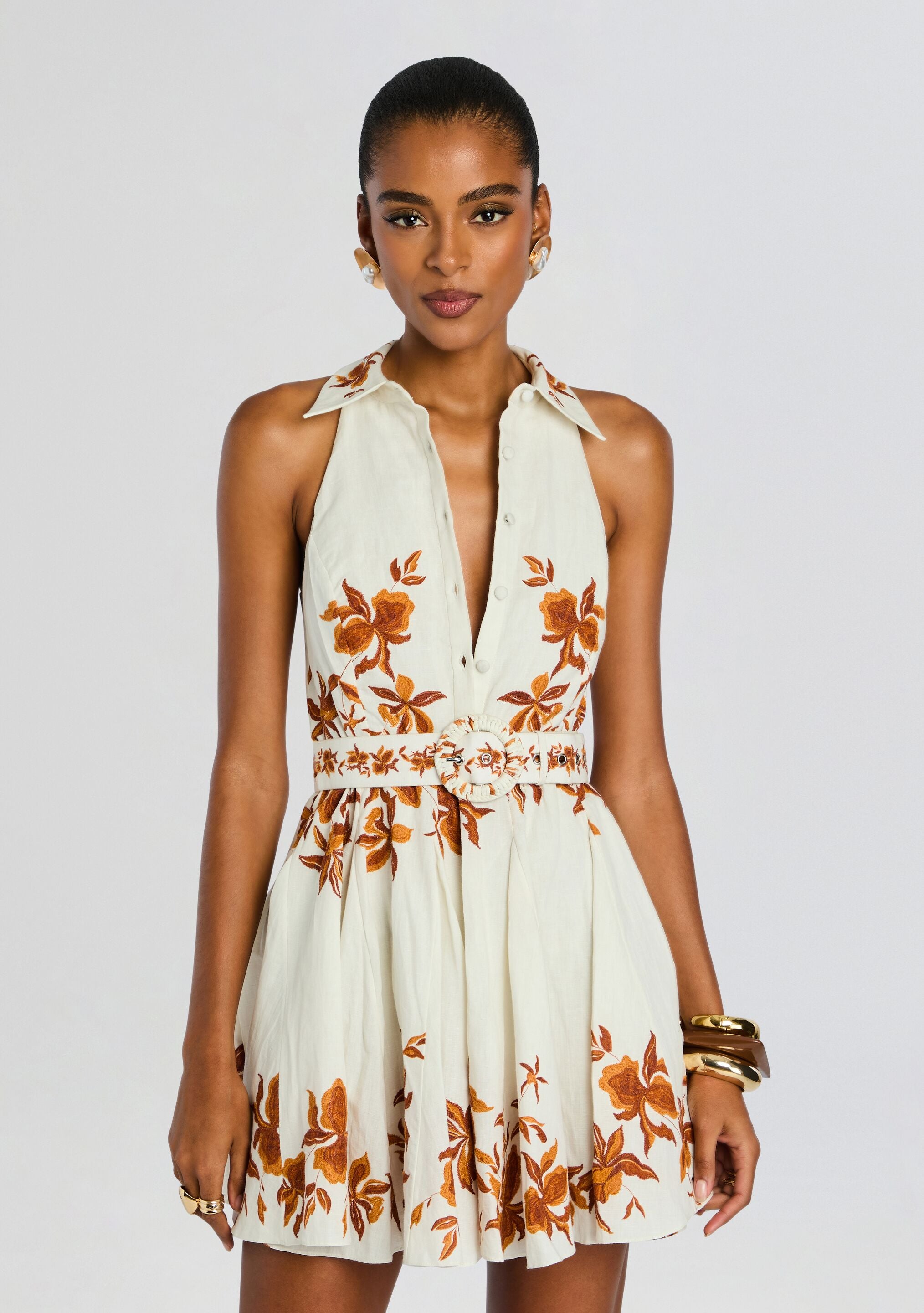 Short Dress with Belt Buckle