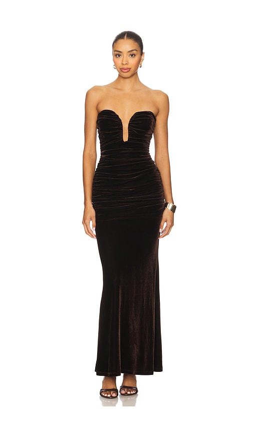 Bardot Elvira Velvet Maxi Dress in Black. - 2 also