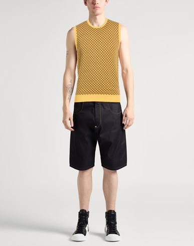 Man Sweater Yellow Size 42 Cotton, Linen, Polyester