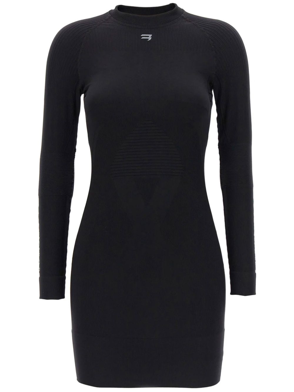 Long-sleeved ribbed minidress - Black