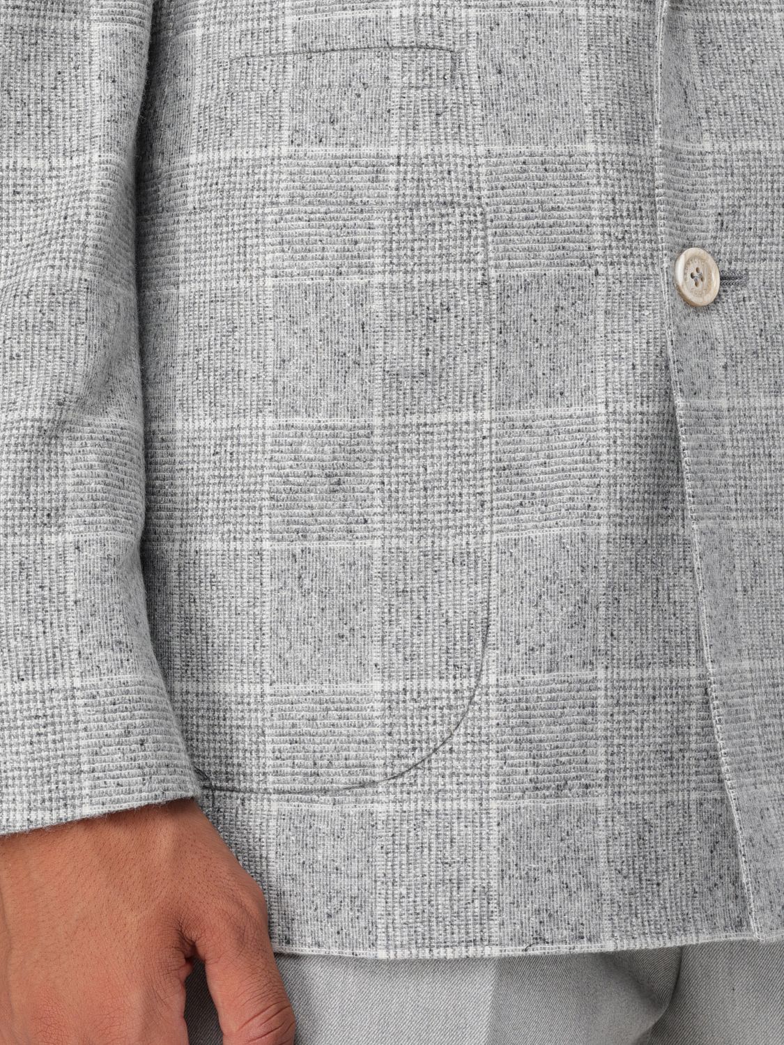 Single-breasted checked blazer - White