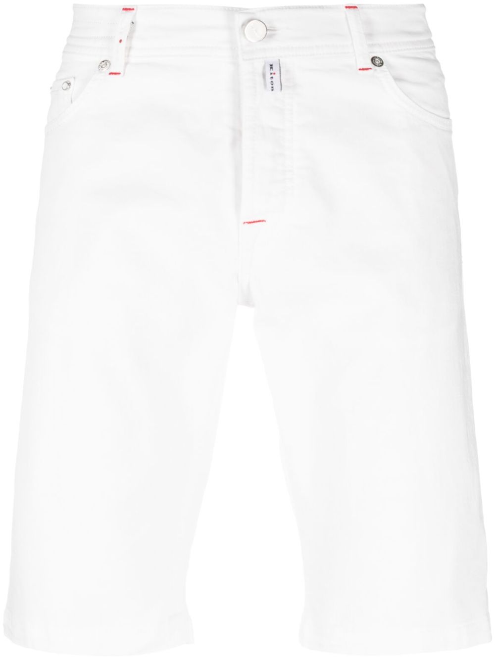 Logo-patch denim shorts - White