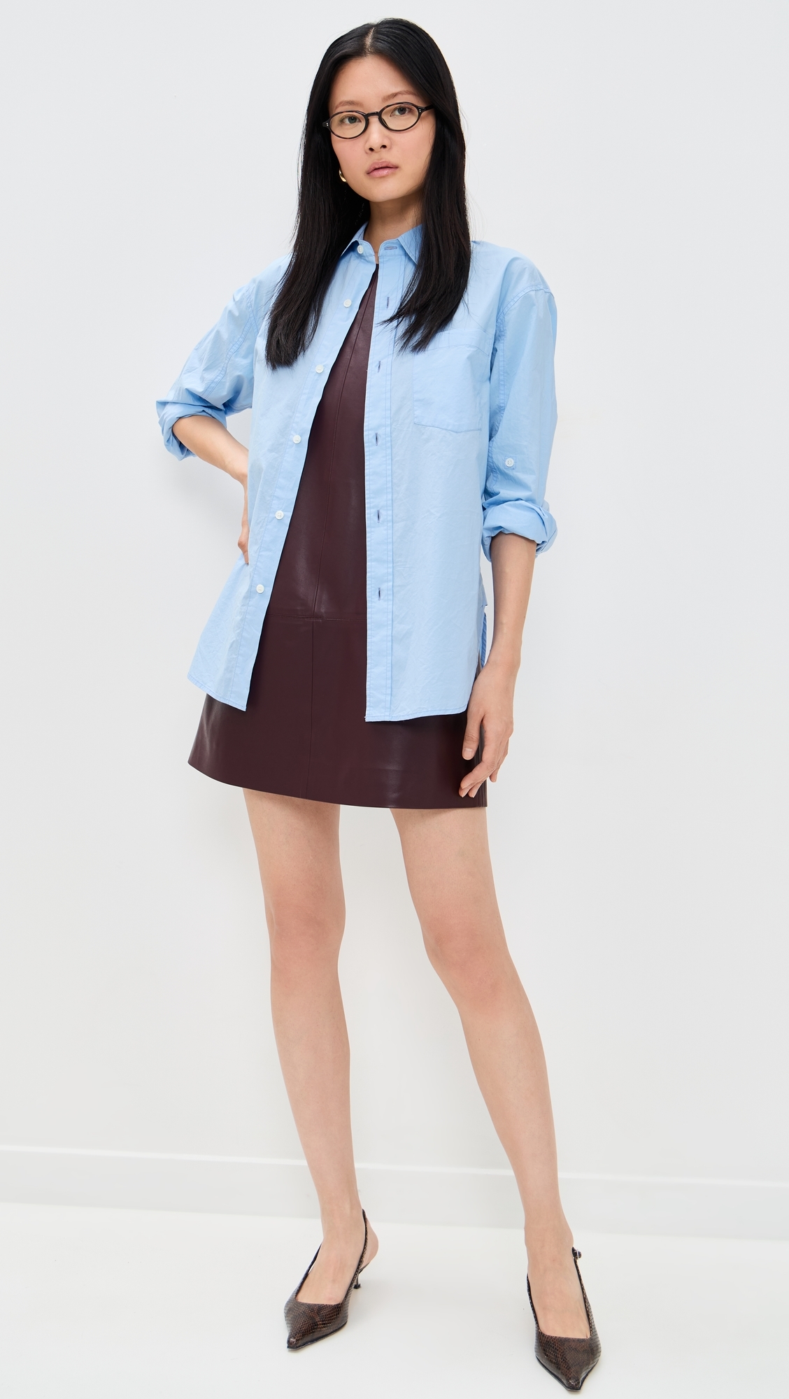 Molly Faux Leather Dress Chocolate