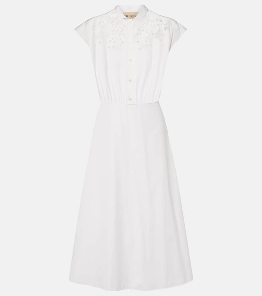 Guipure lace-trimmed cotton midi dress