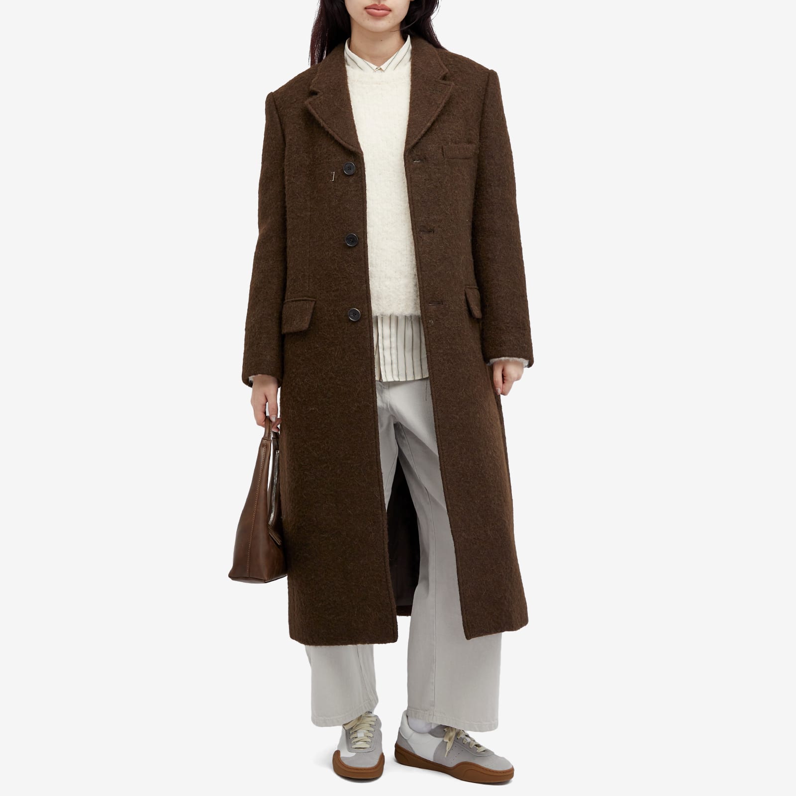Women's Unisex 2-Way 3 Wool Coat in Brown
