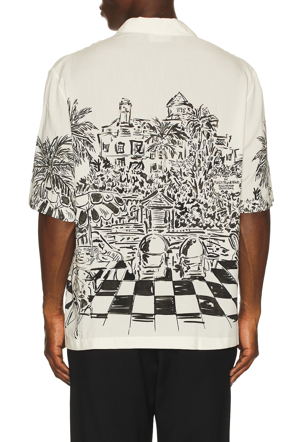 Amiri Chateau Sketch Camp Shirt in Ivory - Ivory. L also in M, XL/1X, XXL/2X