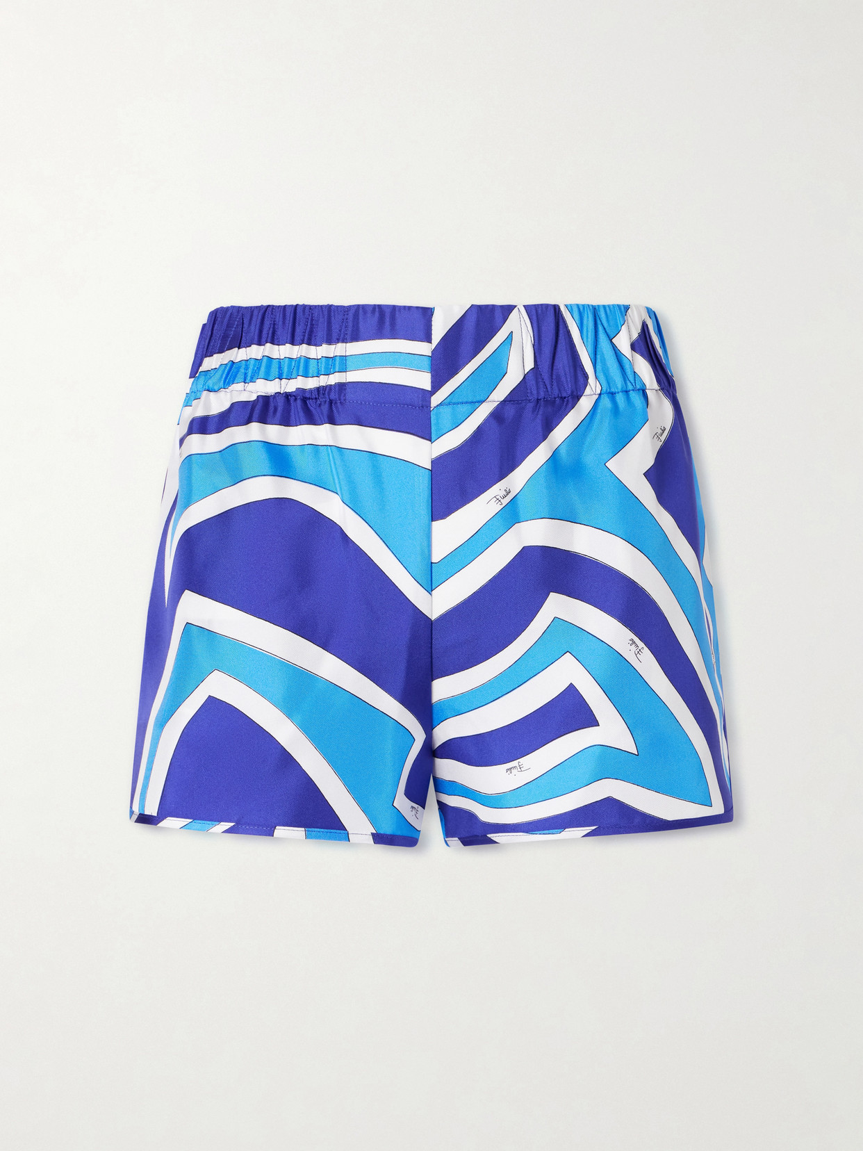 Printed Silk-twill Shorts - Turquoise
