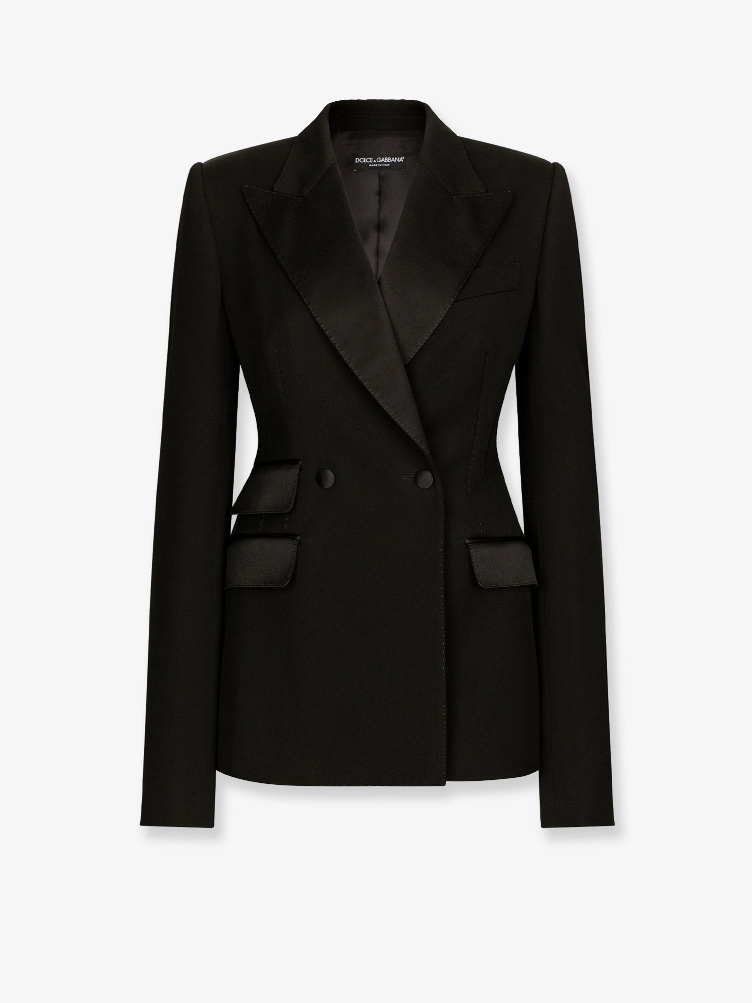 Double-Breasted Tuxedo Blazer — Black