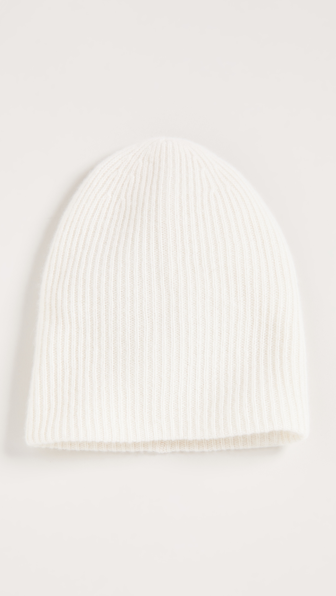 Plush Rib Cashmere Beanie Soft White One Size