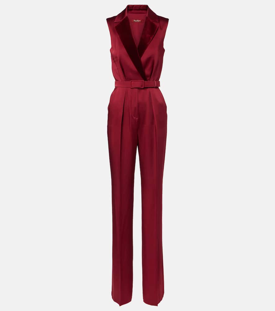 Scalata velvet-trimmed satin jumpsuit