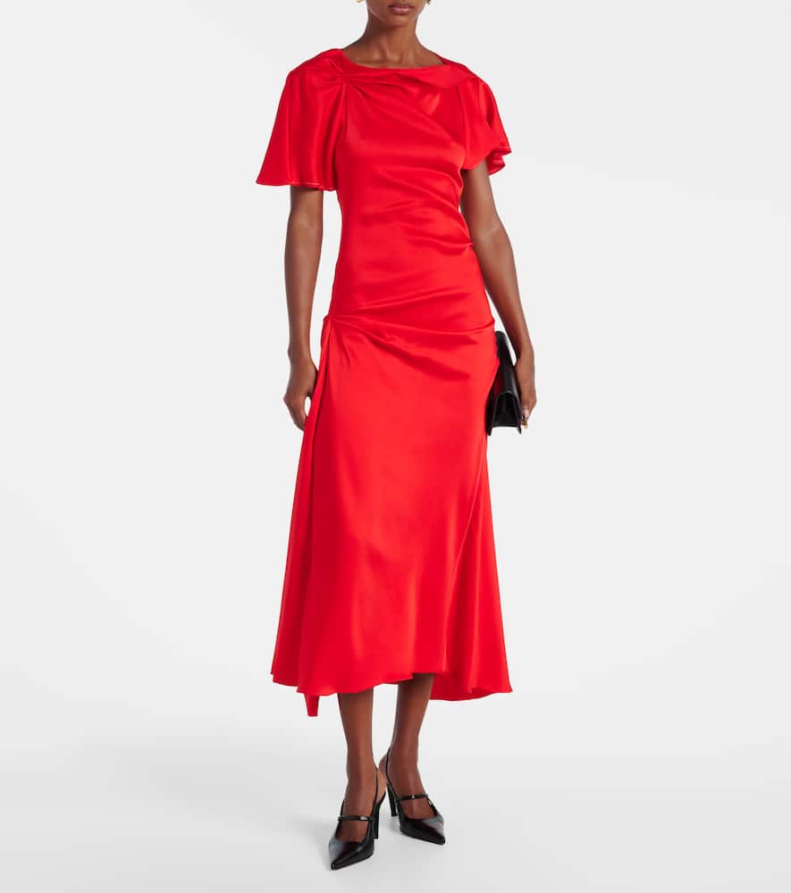Draped gathered midi dress