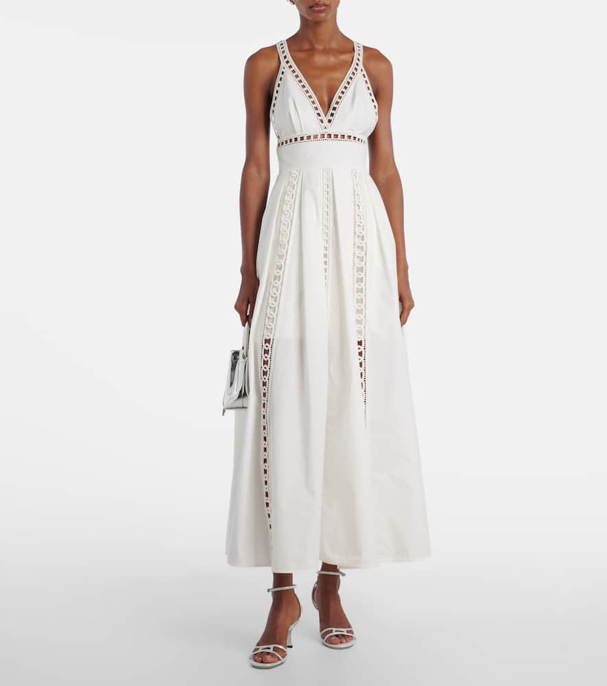 Embroidered cotton-blend midi dress