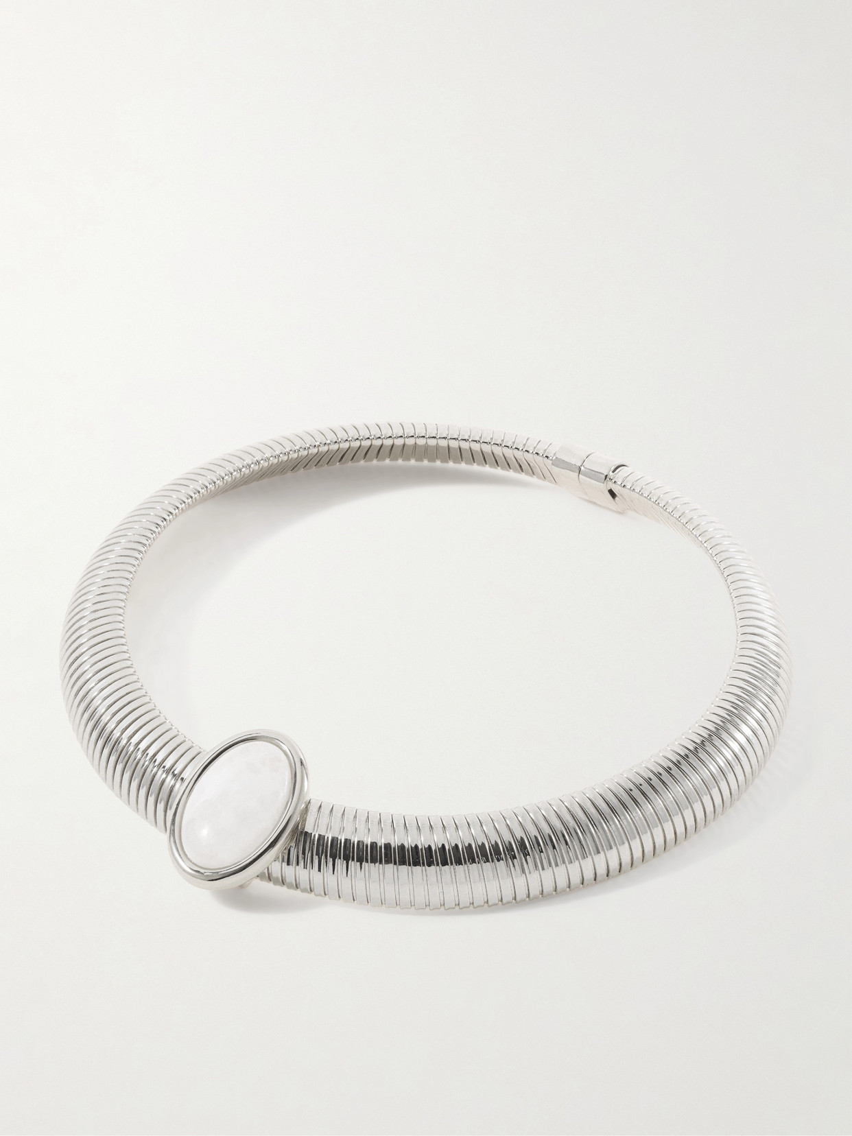 Opyum Rhodium-plated Moonstone Necklace - Silver