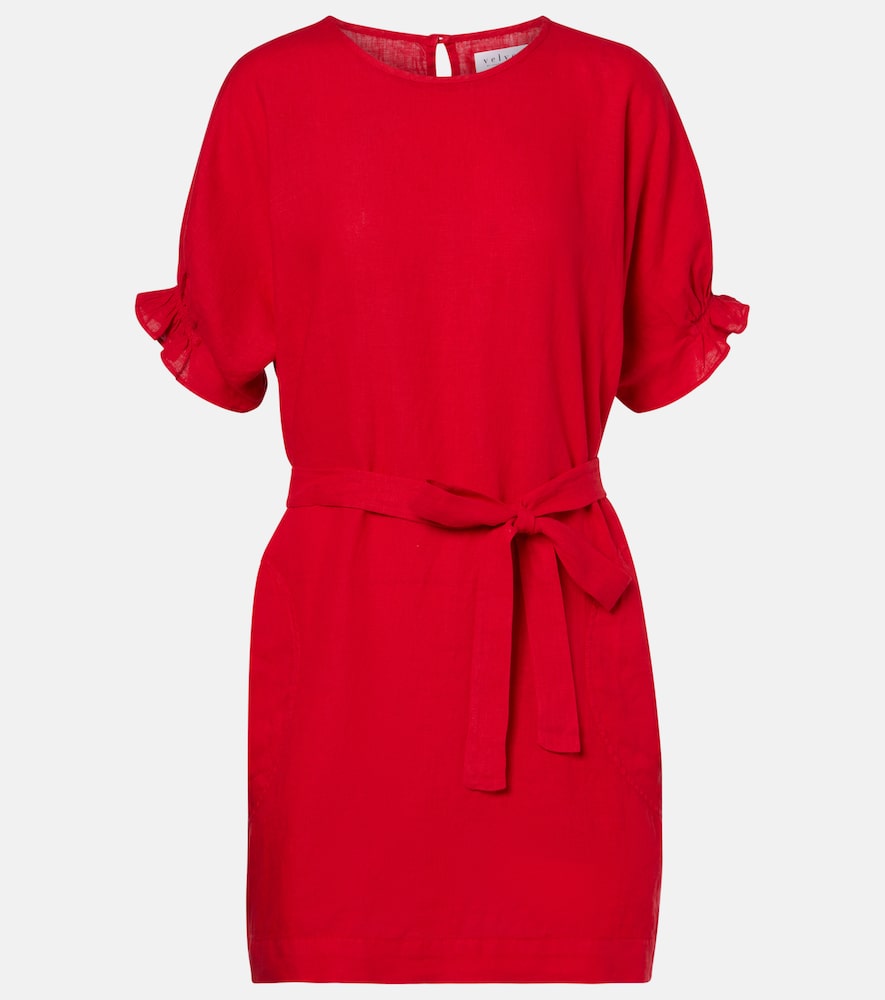 Vivian belted linen minidress