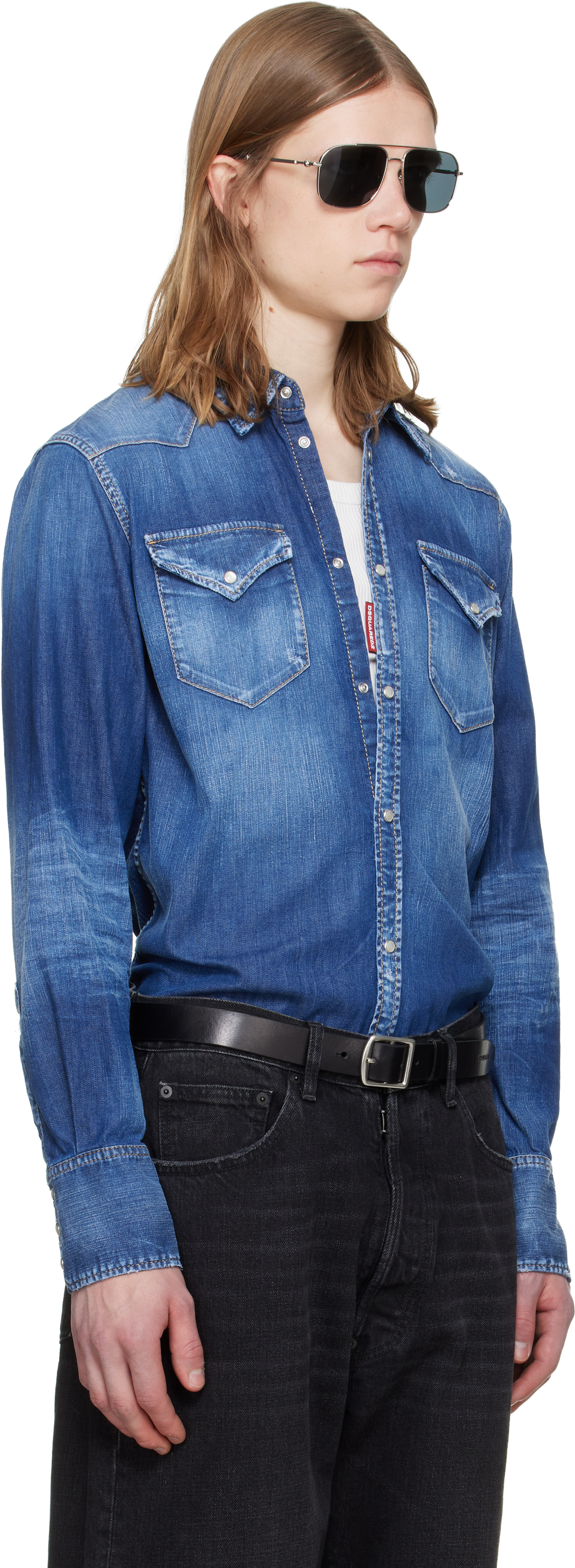 Blue Perfecto Wash Classic Western Denim Shirt
