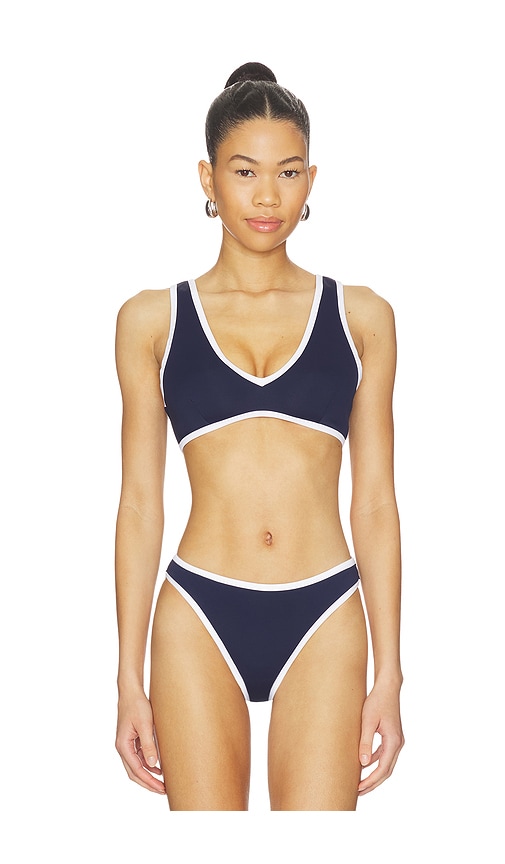 Good American Compression Deep V Bikini Top in Navy. - L also in M, S, XL