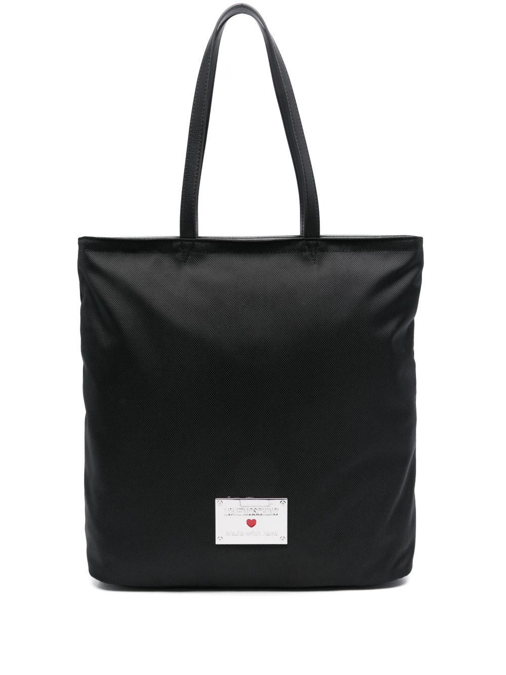 Logo-plaque tote bag - Black