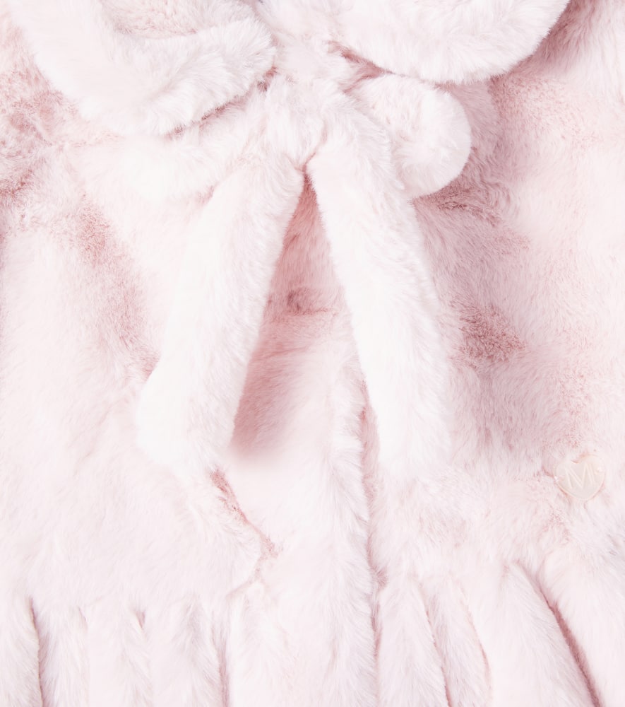 Baby bow-detail faux fur coat