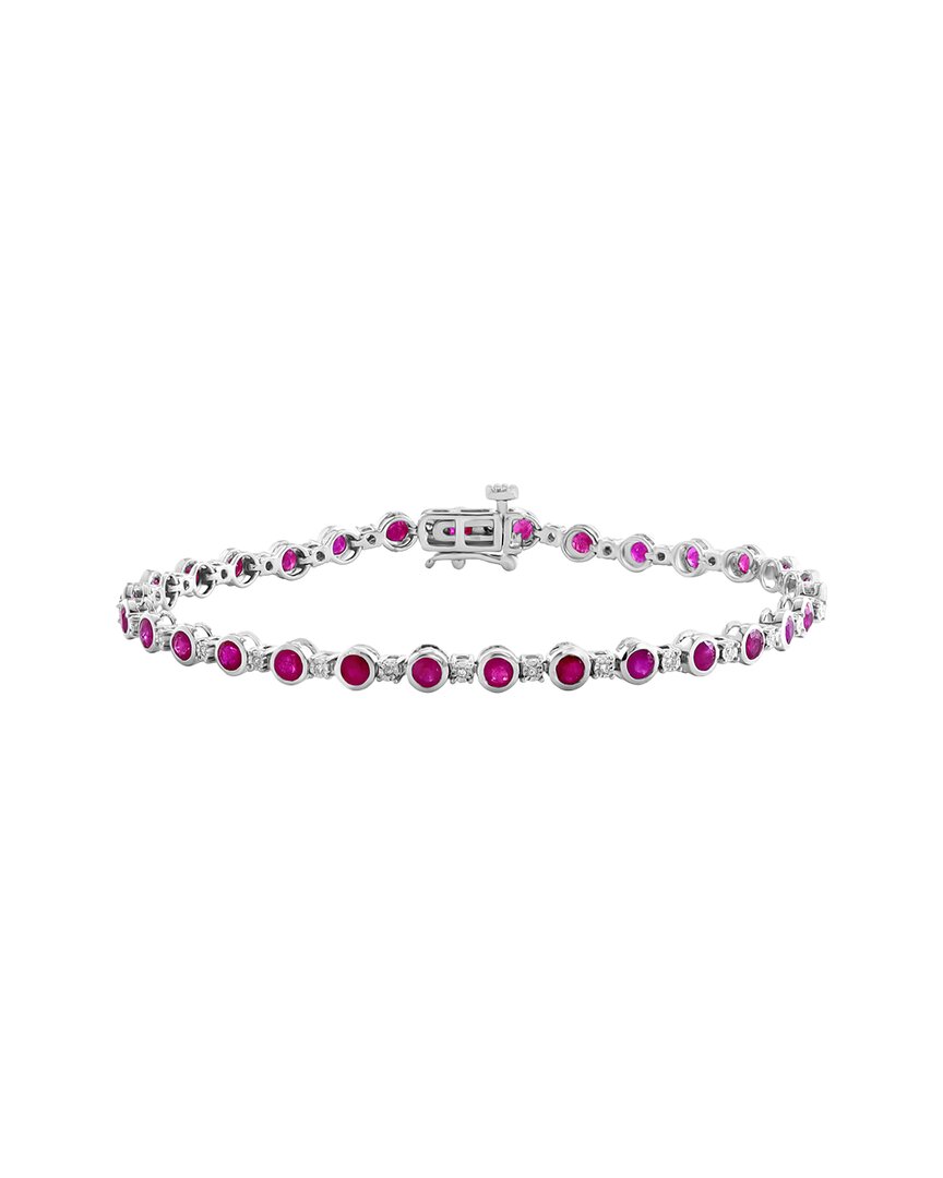 Silver 3.23 ct. tw. Diamond & Ruby Bracelet
