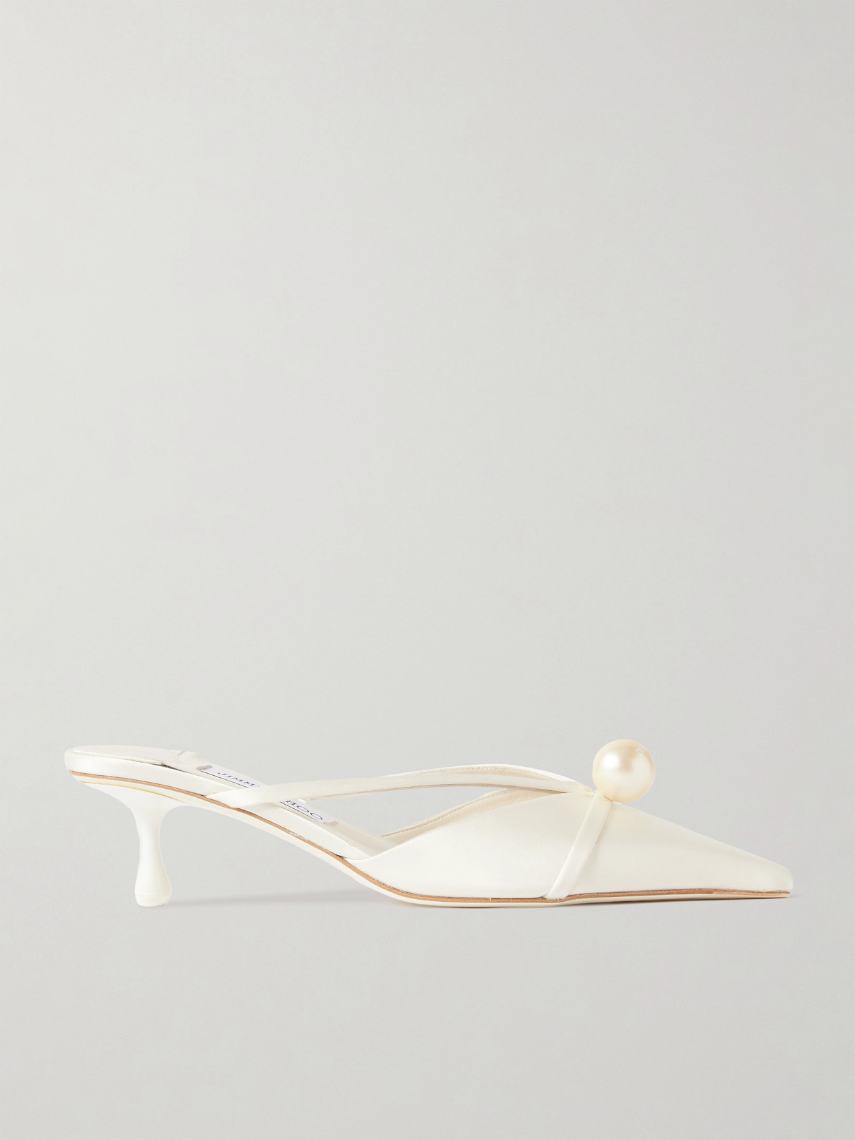 Sana 50 Faux Pearl-embellished Satin Mules
